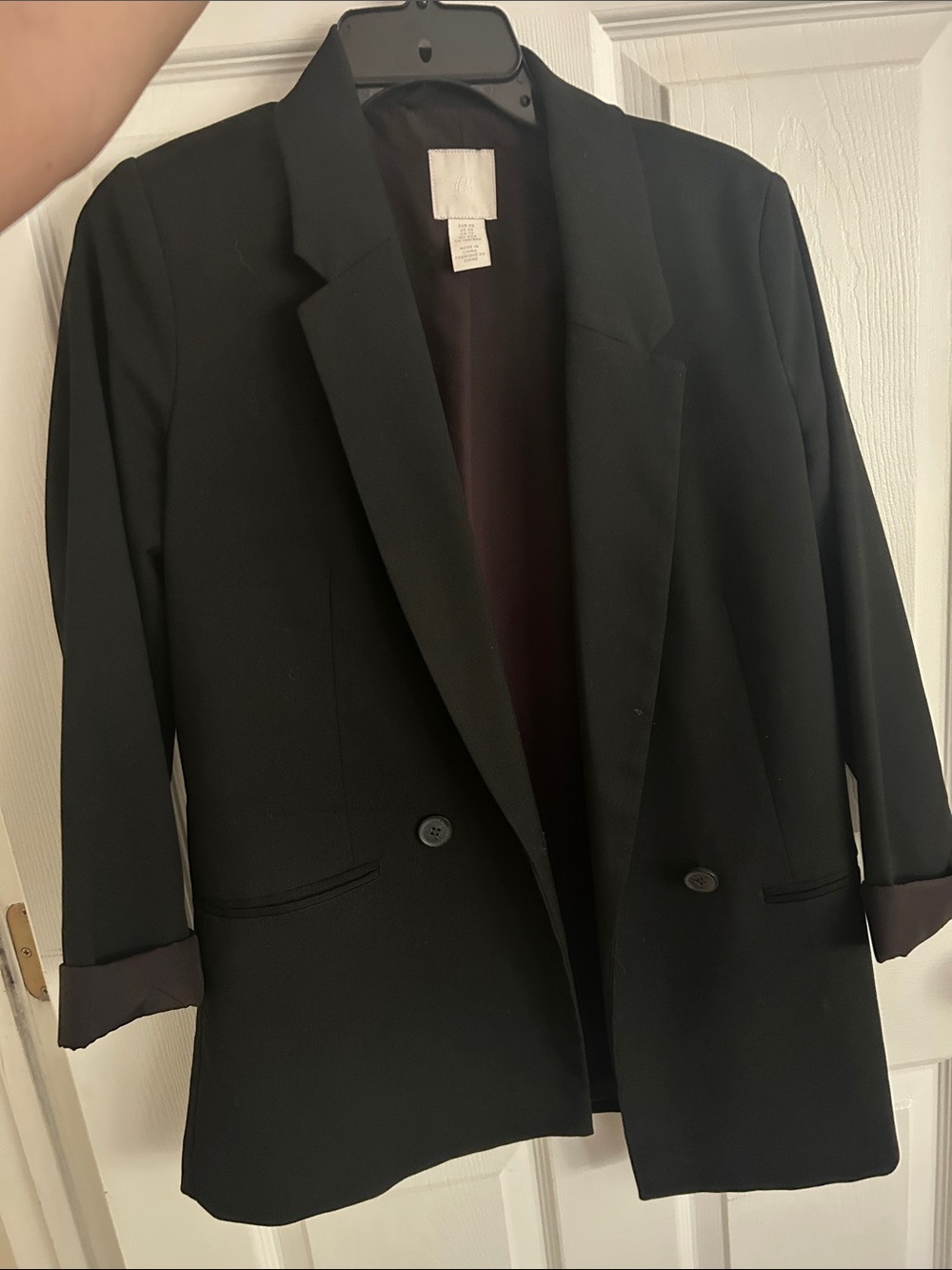 H&M Black Double-Breasted Sport Coat Blazer